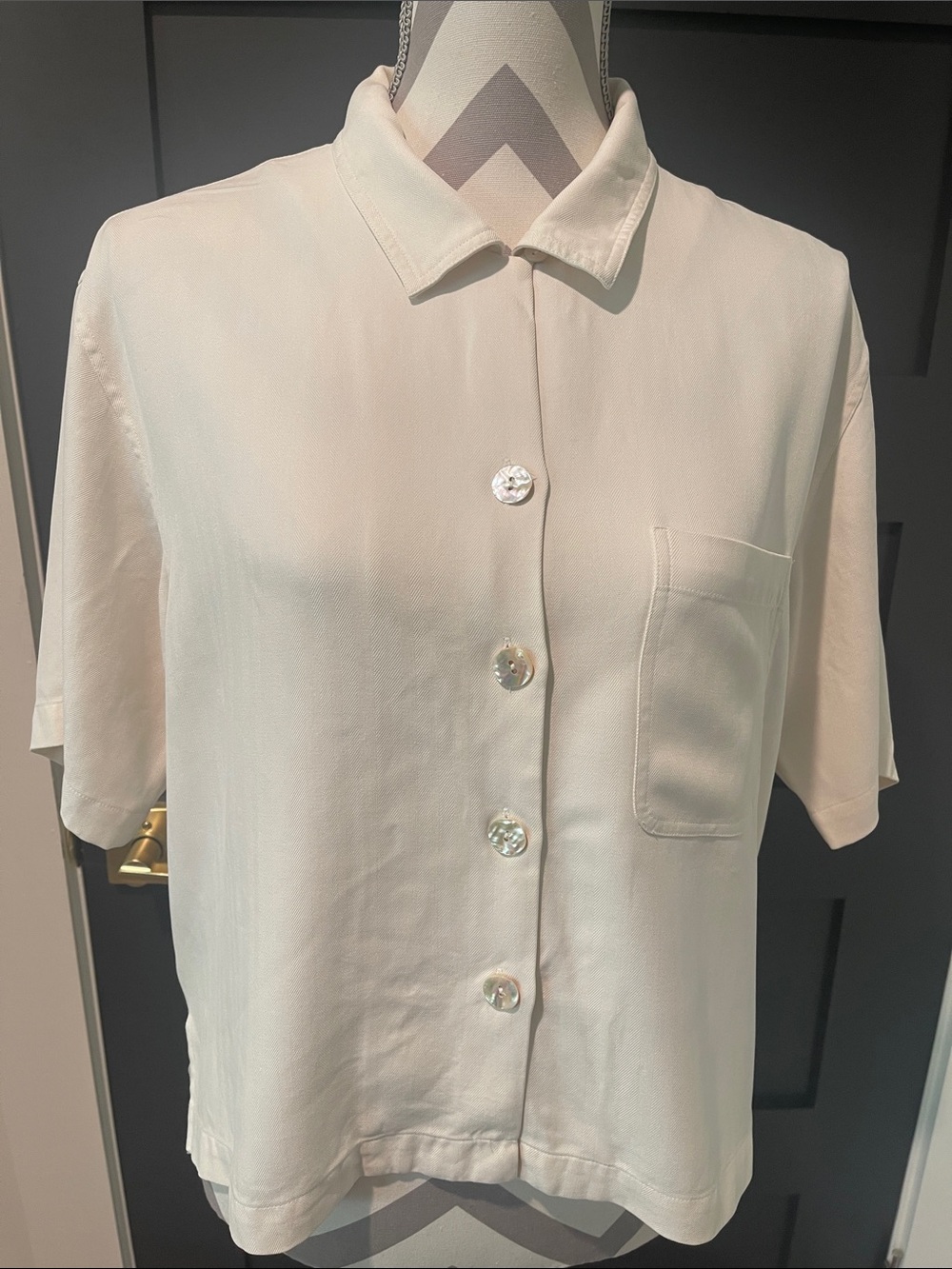 Tommy Bahama Silk Luxury Ivory Camp Shirt Size M